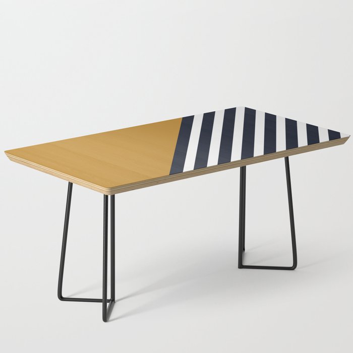Color Block & Stripes Geometric Print, Mustard, Navy and White Coffee Table Gallery Image 1