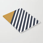 Color Block & Stripes Geometric Print, Mustard, Navy and White Notebook Gallery Image 2