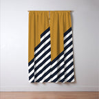 Color Block & Stripes Geometric Print, Mustard, Navy and White Window Curtain Gallery Image 3