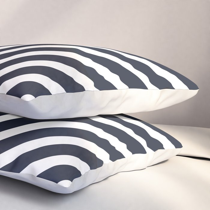 Color Block & Stripes Geometric Print, Mustard, Navy and White Pillow Sham Gallery Image 3