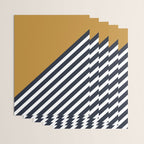 Color Block & Stripes Geometric Print, Mustard, Navy and White Wrapping Paper Gallery Image 3