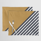 Color Block & Stripes Geometric Print, Mustard, Navy and White Placemat Gallery Image 1