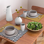 Color Block & Stripes Geometric Print, Mustard, Navy and White Placemat Gallery Image 2