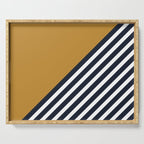 Color Block & Stripes Geometric Print, Mustard, Navy and White Serving Tray Gallery Image 1