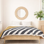 Color Block & Stripes Geometric Print, Mustard, Navy and White Duvet Cover Gallery Image 3