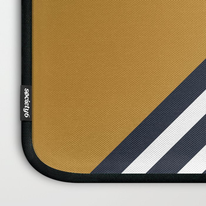 Color Block & Stripes Geometric Print, Mustard, Navy and White Laptop Sleeve Gallery Image 3