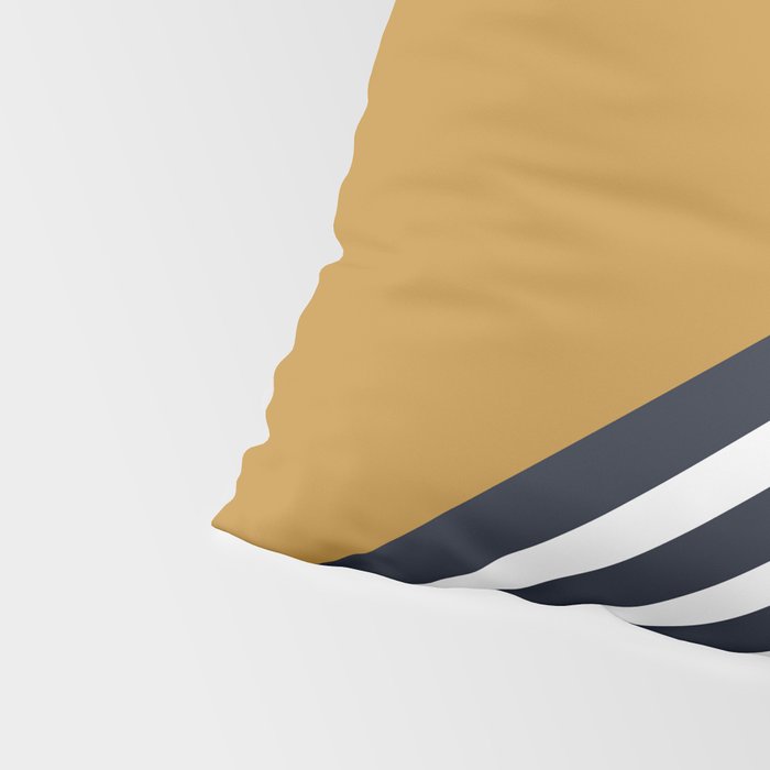 Color Block & Stripes Geometric Print, Mustard, Navy and White Pillow Sham Gallery Image 4