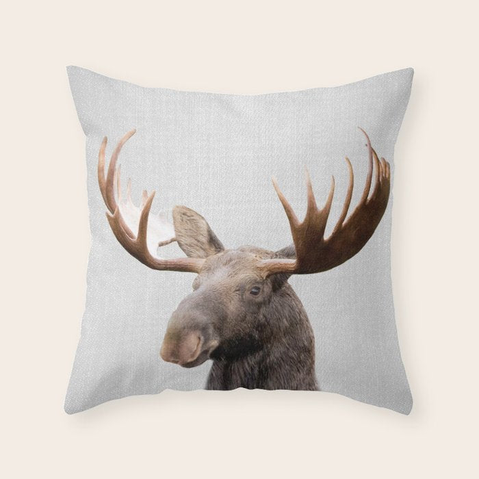 Moose - Colorful Throw Pillow Gallery Image 1