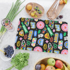 Retro cartoon sticker label pattern Cutting Board Gallery Image 2