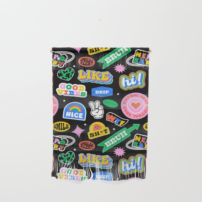 Retro cartoon sticker label pattern Wall Hanging Gallery Image 1