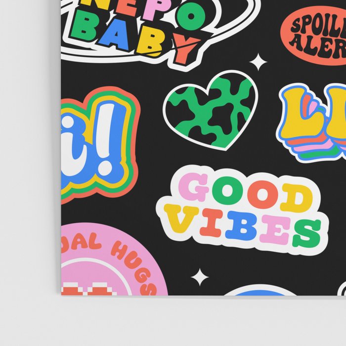 Retro cartoon sticker label pattern Poster Gallery Image 3