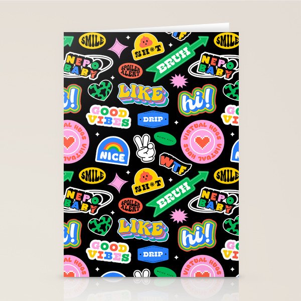Retro cartoon sticker label pattern Stationery Card Gallery Image 1