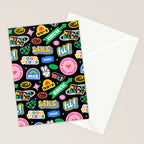 Retro cartoon sticker label pattern Stationery Card Gallery Image 2