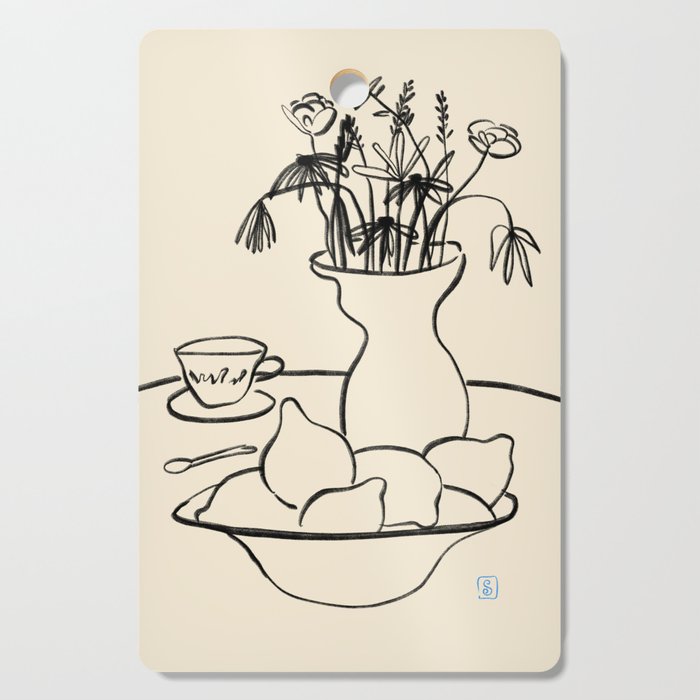 LEMONS AND FLOWERS Cutting Board Gallery Image 1