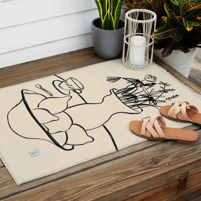 LEMONS AND FLOWERS Outdoor Rug Gallery Image 2