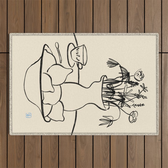 LEMONS AND FLOWERS Outdoor Rug Gallery Image 1