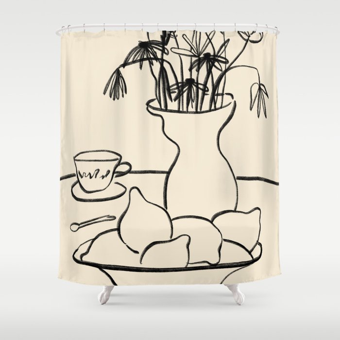LEMONS AND FLOWERS Shower Curtain Gallery Image 1