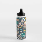 Nutcracker ballet gingerbread delicious biscuits // nile blue background beige forest and pine green sweet Christmas cookies Water Bottle Gallery Image 3