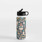 Nutcracker ballet gingerbread delicious biscuits // nile blue background beige forest and pine green sweet Christmas cookies Water Bottle Gallery Image 1