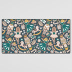 Nutcracker ballet gingerbread delicious biscuits // nile blue background beige forest and pine green sweet Christmas cookies Desk Mat Gallery Image 3