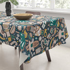 Nutcracker ballet gingerbread delicious biscuits // nile blue background beige forest and pine green sweet Christmas cookies Tablecloth Gallery Image 3