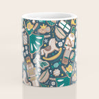 Nutcracker ballet gingerbread delicious biscuits // nile blue background beige forest and pine green sweet Christmas cookies Coffee Mug Gallery Image 4