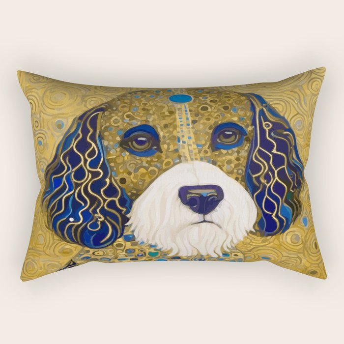 Klimt Dog with Colorful Ears Rectangular Pillow Gallery Image 1