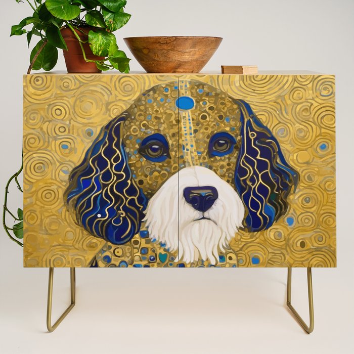 Klimt Dog with Colorful Ears Credenza Gallery Image 1