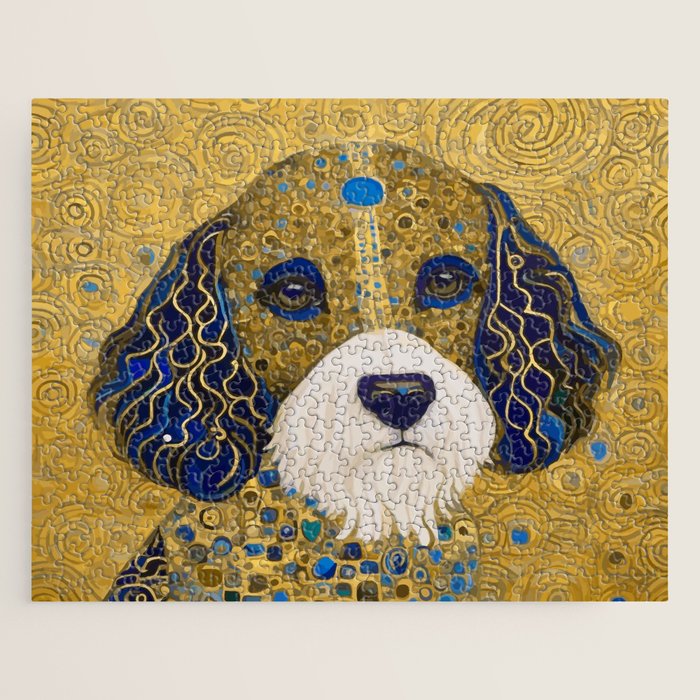 Klimt Dog with Colorful Ears Jigsaw Puzzle Gallery Image 1