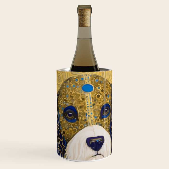 Klimt Dog with Colorful Ears Wine Chiller Gallery Image 1