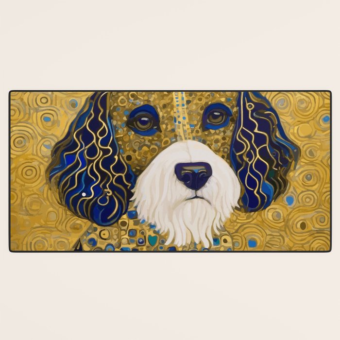 Klimt Dog with Colorful Ears Desk Mat Gallery Image 3