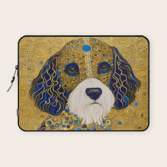 Klimt Dog with Colorful Ears Laptop Sleeve Gallery Image 1