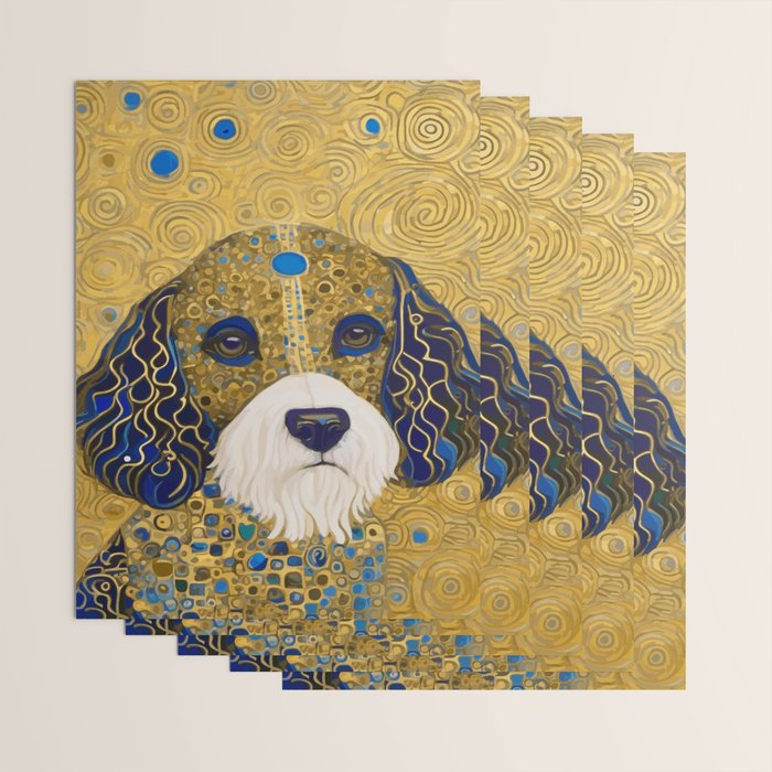 Klimt Dog with Colorful Ears Wrapping Paper Gallery Image 3