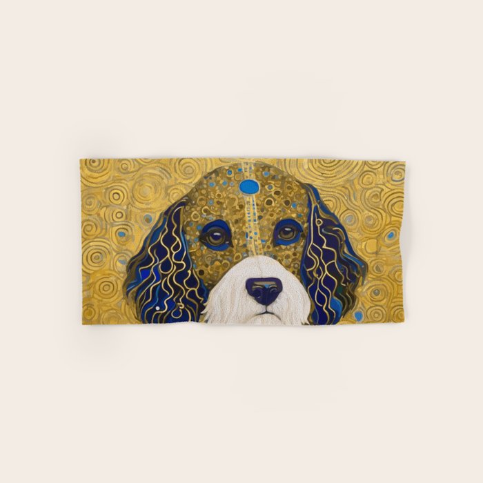 Klimt Dog with Colorful Ears Bath Towel Gallery Image 1