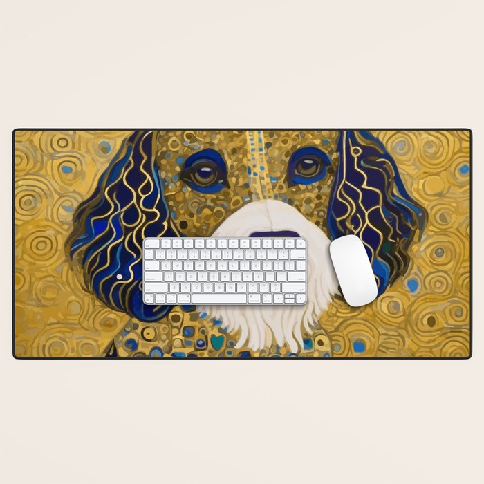 Klimt Dog with Colorful Ears Desk Mat Gallery Image 1
