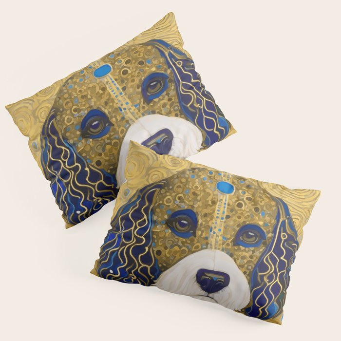 Klimt Dog with Colorful Ears Pillow Sham Gallery Image 3