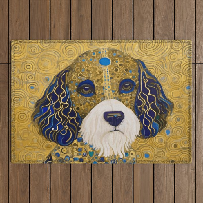 Klimt Dog with Colorful Ears Outdoor Rug Gallery Image 1