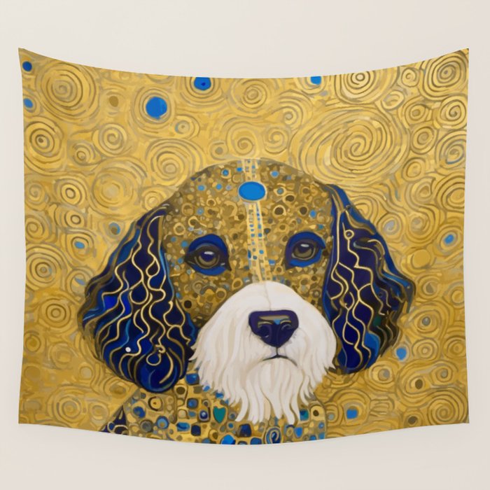 Klimt Dog with Colorful Ears Wall Tapestry Gallery Image 4