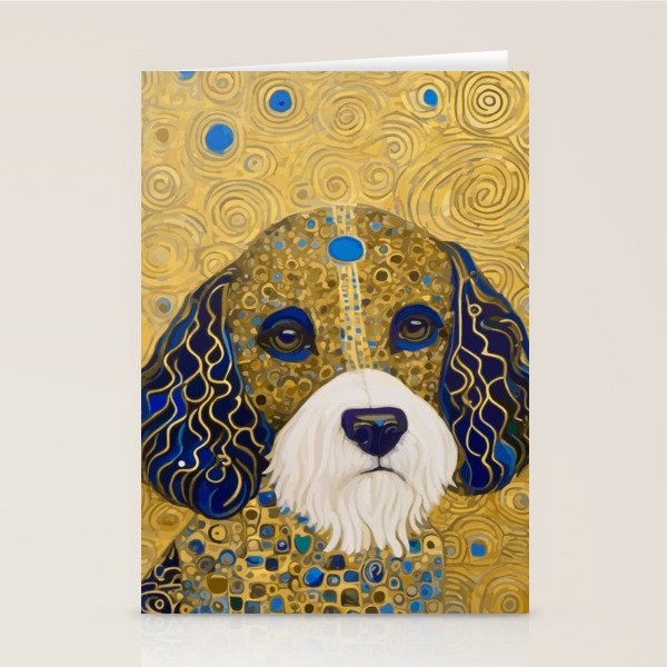 Klimt Dog with Colorful Ears Stationery Card Gallery Image 1