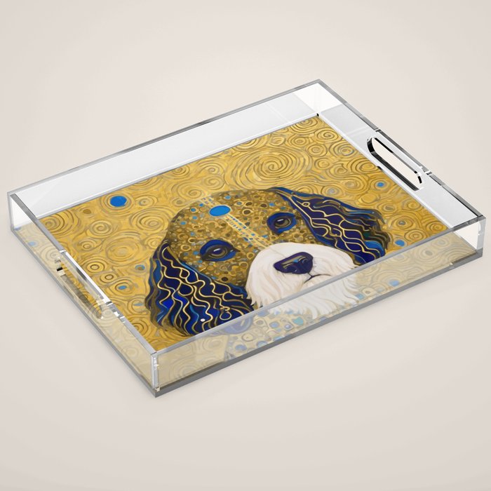 Klimt Dog with Colorful Ears Acrylic Tray Gallery Image 1