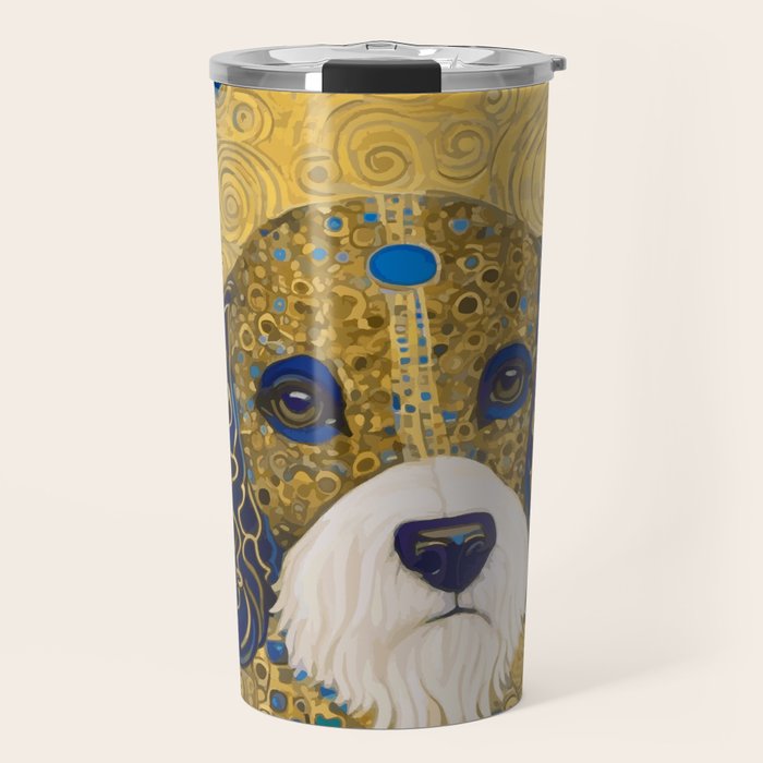 Klimt Dog with Colorful Ears Travel Mug Gallery Image 1