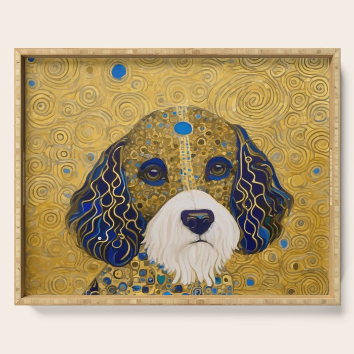 Klimt Dog with Colorful Ears Serving Tray Gallery Image 1