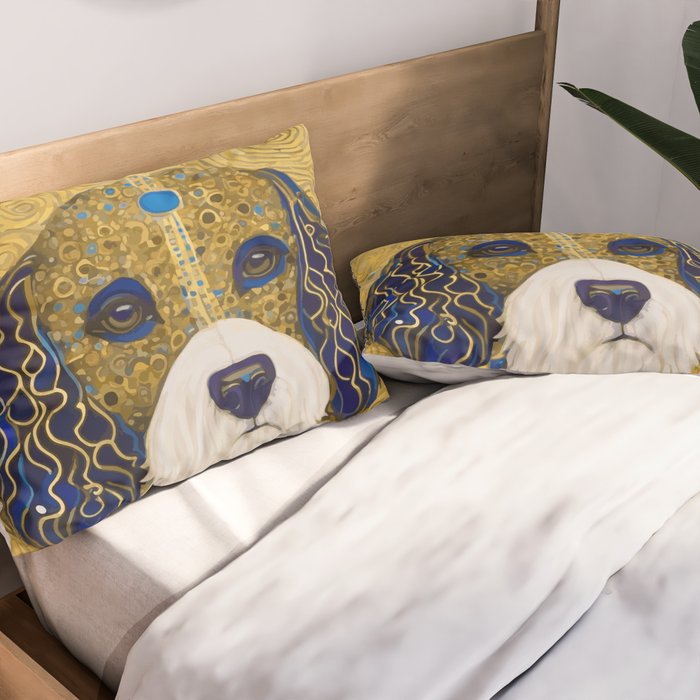 Klimt Dog with Colorful Ears Pillow Sham Gallery Image 2