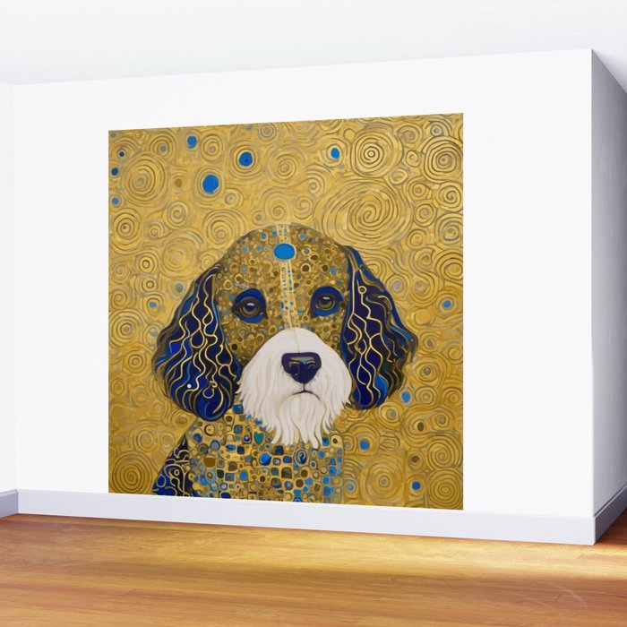 Klimt Dog with Colorful Ears Wall Mural Gallery Image 2