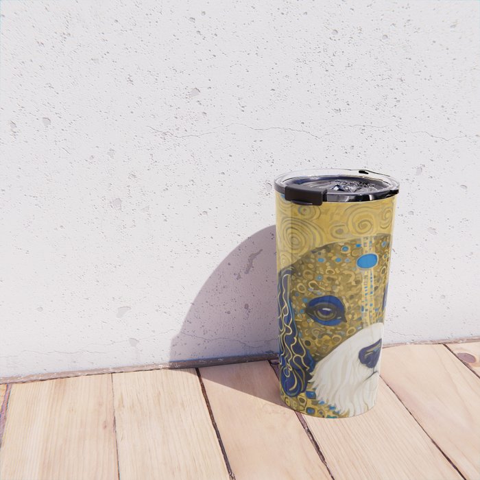 Klimt Dog with Colorful Ears Travel Mug Gallery Image 4