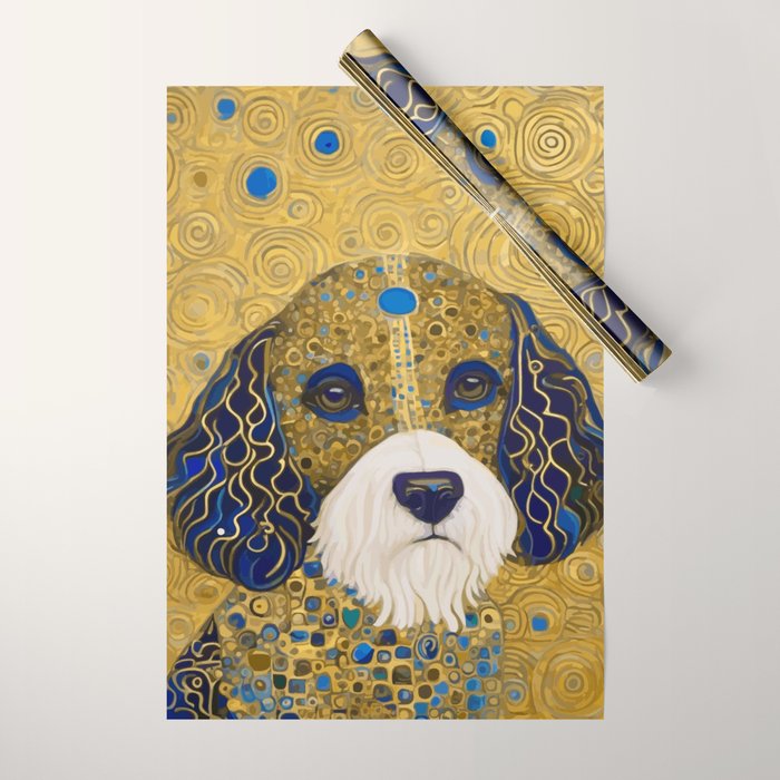 Klimt Dog with Colorful Ears Wrapping Paper Gallery Image 1