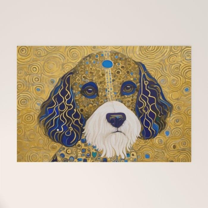 Klimt Dog with Colorful Ears Welcome Mat Gallery Image 1
