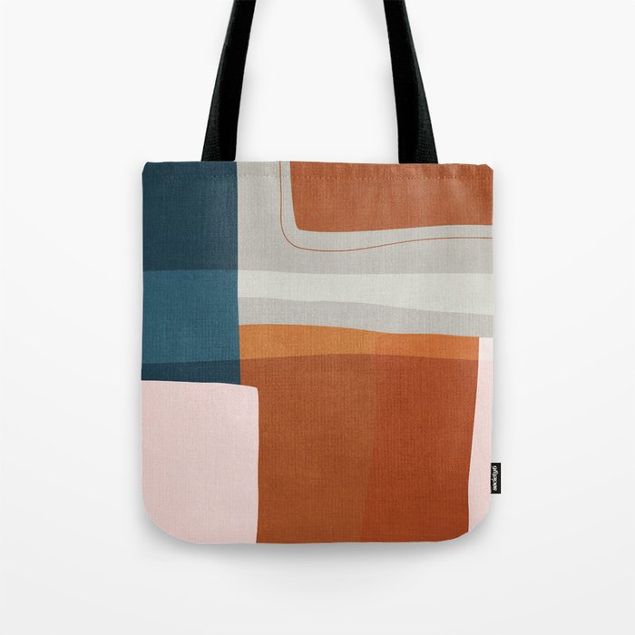 Abstract MCM Navy Burnt Orange Beige Blush Tote Bag Gallery Image 1
