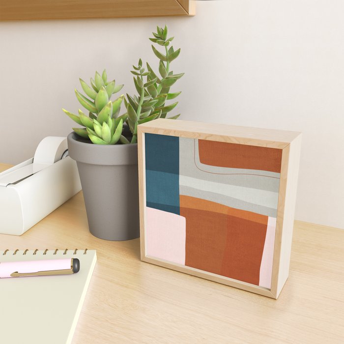 Abstract MCM Navy Burnt Orange Beige Blush Mini Art Print Gallery Image 2
