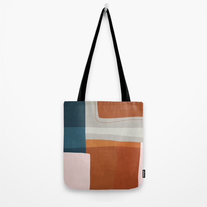 Abstract MCM Navy Burnt Orange Beige Blush Tote Bag Gallery Image 2